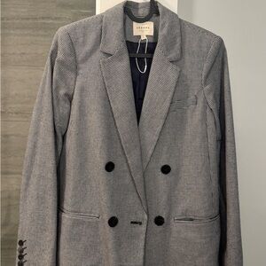 Sezane Christie Blazer - Black and White Checkered Blazer